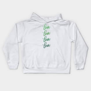 Love in Modern Calligraphy in Green Kids Hoodie